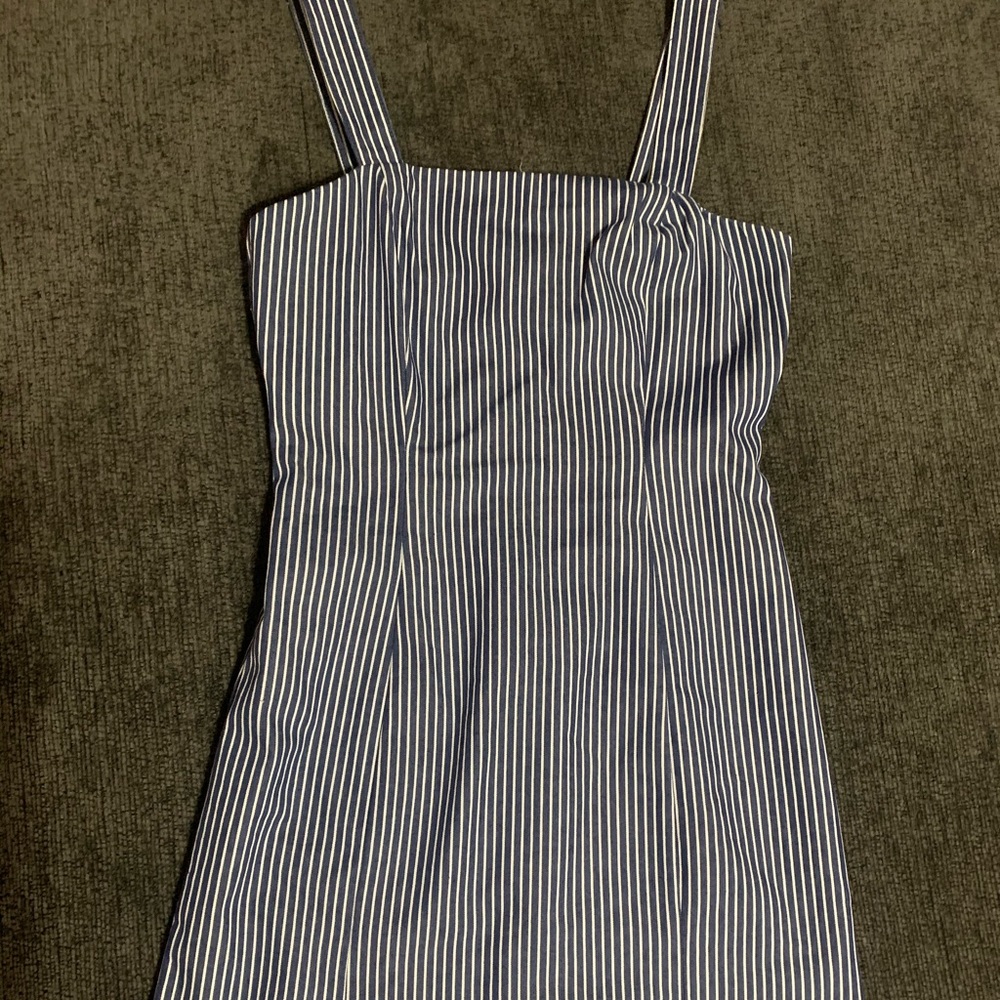 Blue white striped dress zip up